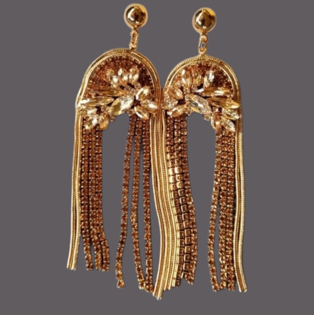 🤎✨Aldo Brilliant Sparkling Gold / Tan / Brown Tones Dangle Earrings - NWT